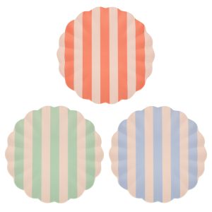Stripey Assorted Bamboo Large Plates. Set of 6