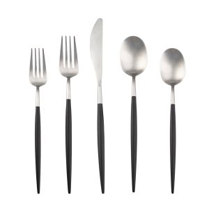 Evora Satin POM Black 5-Piece Place Setting