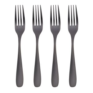 Eliana Black Satin Dinner Forks. Set of 4