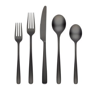 Rise Black Satin 20-Piece Flatware Set