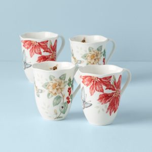 Butterfly Meadow Holiday Mugs. Set of 4