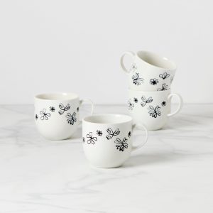 Garden Doodle Mugs. Set of 4