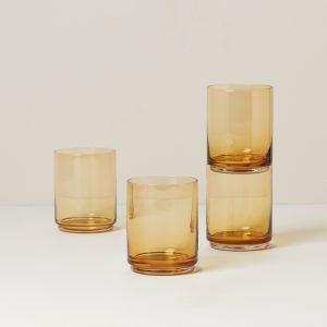 Tuscany Classics Stackable Amber Tall Glasses. Set of 4
