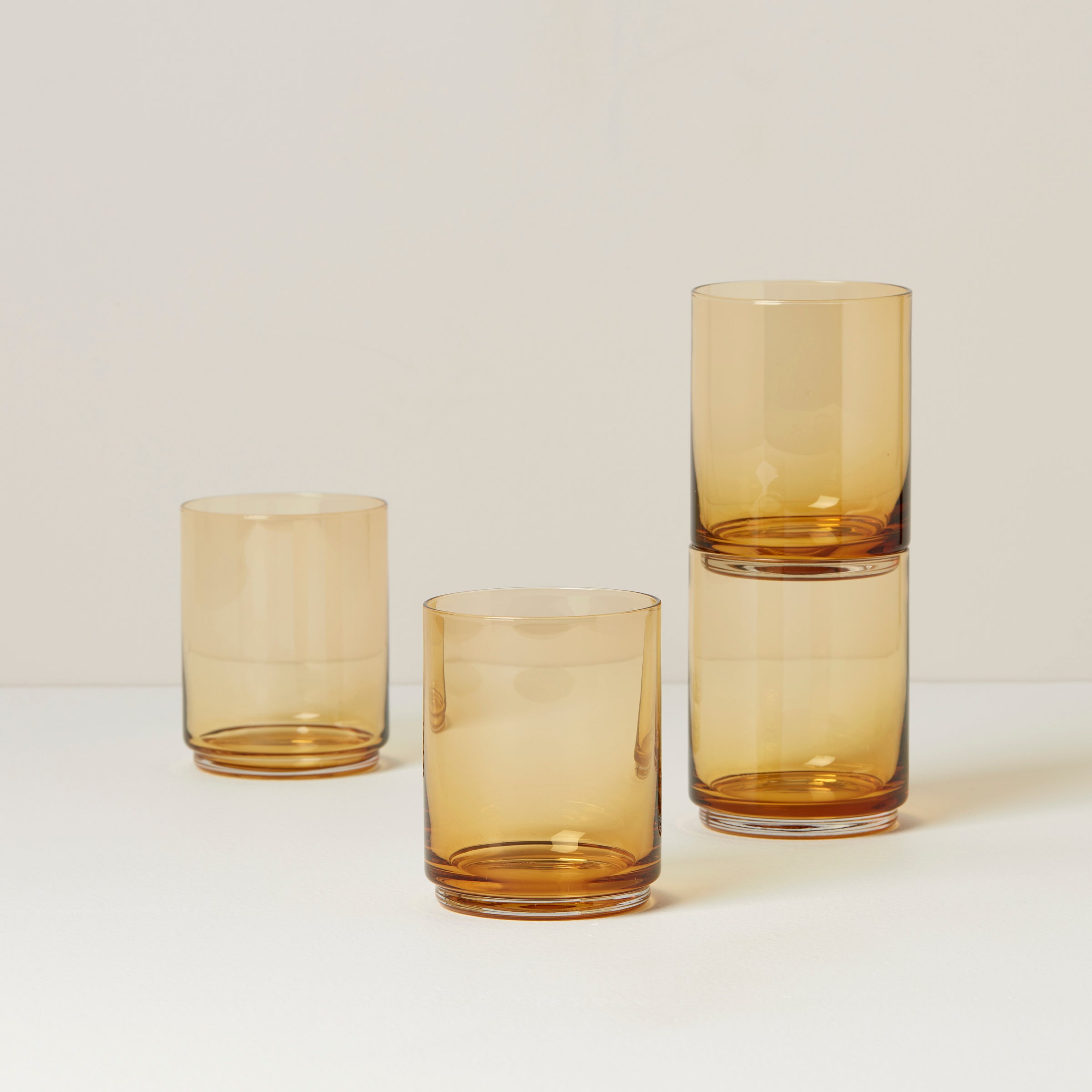 Tuscany Classics Stackable Amber Tall Glasses. Set of 4