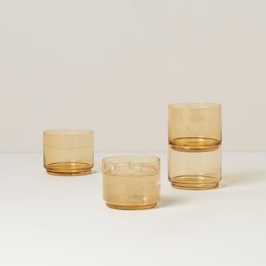 Tuscany Classics Stackable Amber Short Glasses. Set of 4