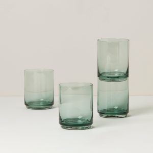 Tuscany Classics Stackable Green Tall Glasses. Set of 4
