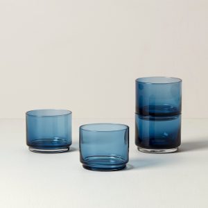 Tuscany Classics Stackable Blue Short Glasses. Set of 4