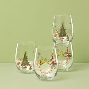 Merry Grinchmas Glass Tumblers. Set of 4