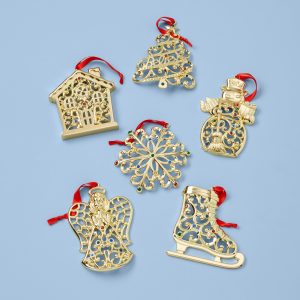 Sparkle & Scroll Gold Ornaments. Set of 6