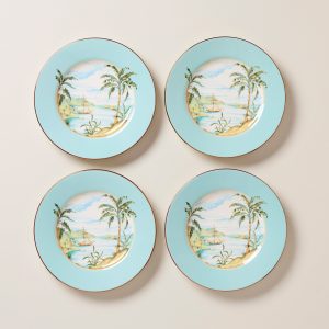 British Colonial Tradewind Accent Plates. Set of 4