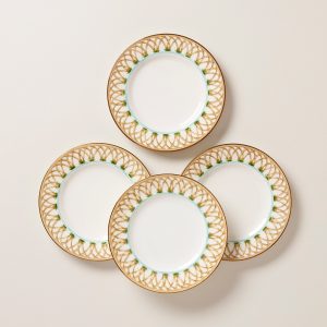 British Colonial Bamboo Accent Plates. Set of 4