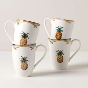 British Colonial Bamboo Mugs. Set of 4