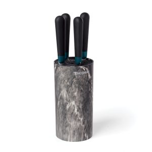 Keen Black Marble 5-Piece Bristle Cutlery Block Set