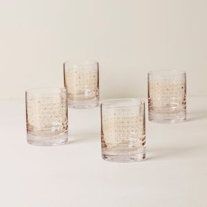 Tuscany Classics Gold Dust Double Old Fashion Glasses. Set of 4