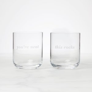 This Rocks & You're Neat Double Old Fashion Glasses. Set of 2
