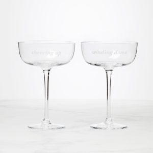 Winding Down & Cheering Up Coupe Glasses. Set of 2