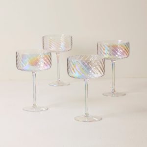 Tuscany Classics Iridescent Coupe Glasses. Set of 4