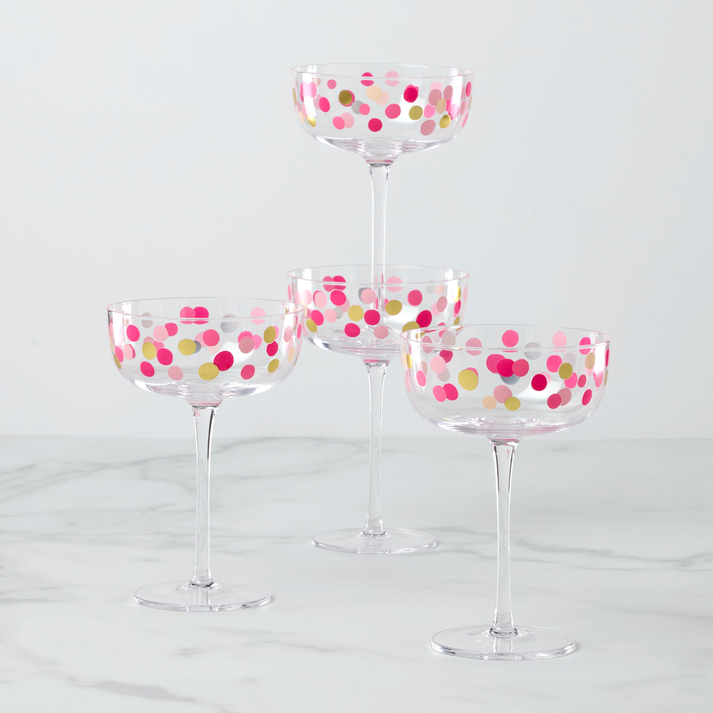 It's Raining Confetti Coupe Glasses. Set of 4