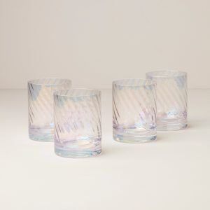 Tuscany Classics Iridescent Double Old Fashion Glasses. Set of 4