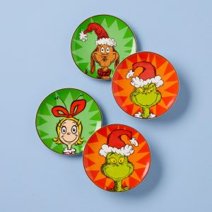 Merry Grinchmas Tidbit Plates. Set of 4