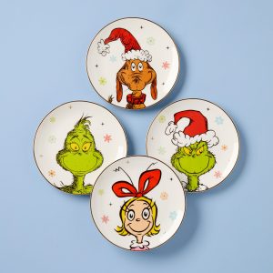 Merry Grinchmas Grinchie Grins Accent Plates. Set of 4