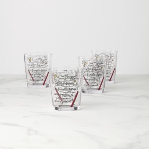 Make Merry Double Old Fashion Glasses. Set of 4
