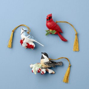 Winter Birds Ornaments. Set of 3
