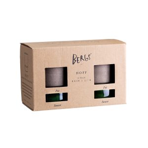 Hoff Raw Grey & Glazed Emerald Green 8cm Pots. Set of 2
