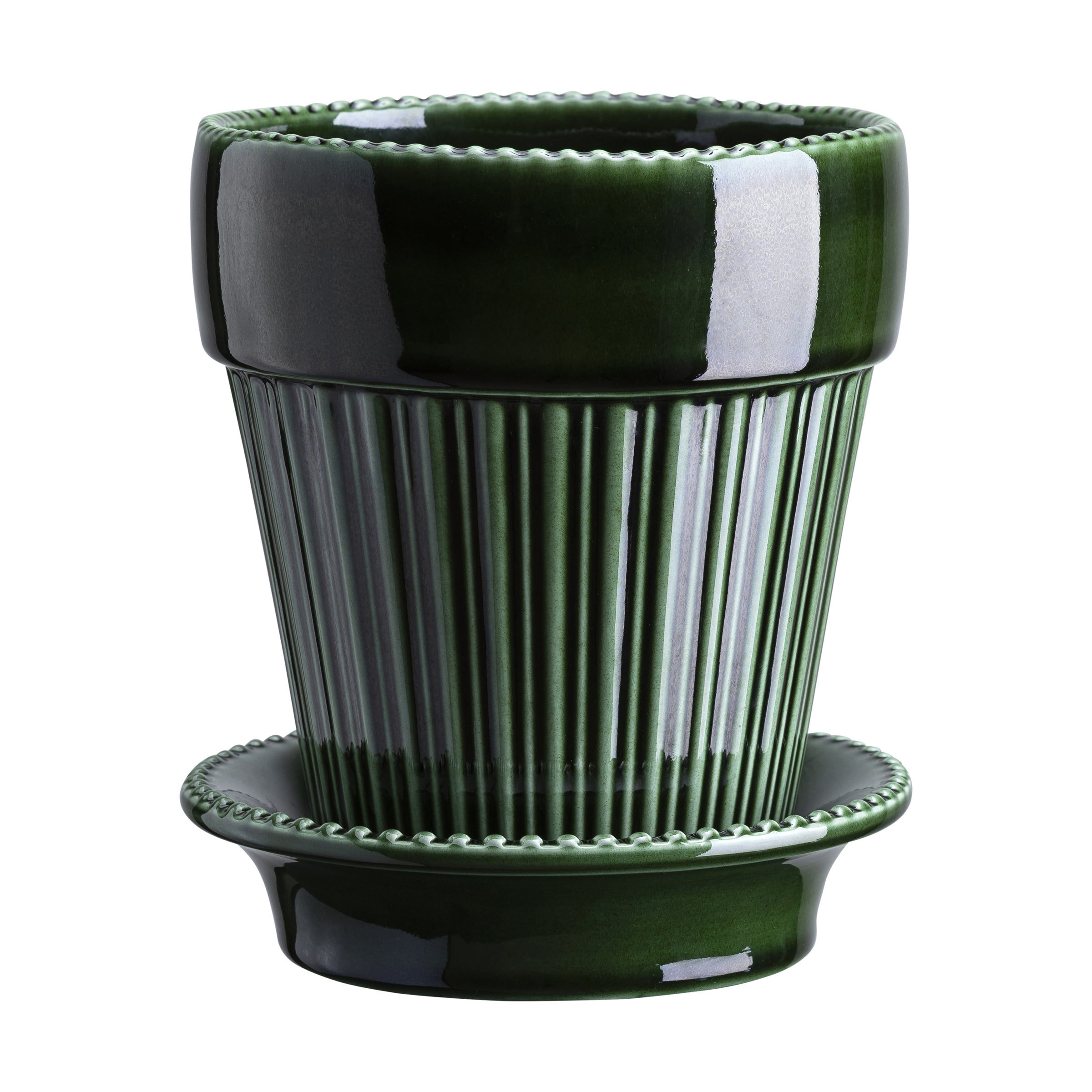 Simona Glazed Emerald Green 12cm Pot with Saucer