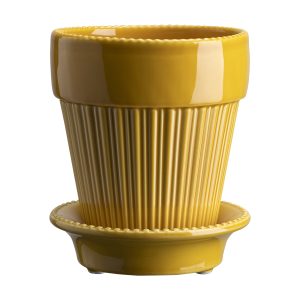 Simona Glazed Amber Yellow 12cm Pot with Saucer