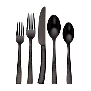 Paris Hammered Gunmetal Titanium 20-Piece Flatware Set